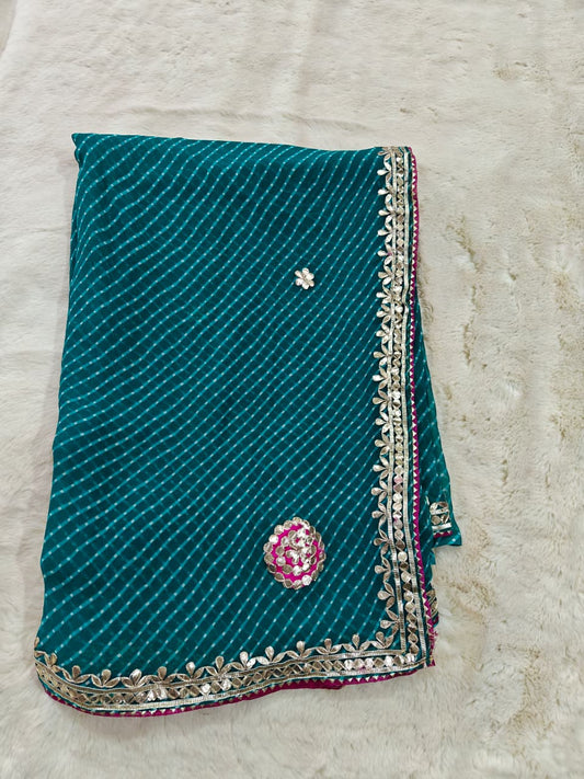 Georgette Gota Patti Work  Saree With Blouse