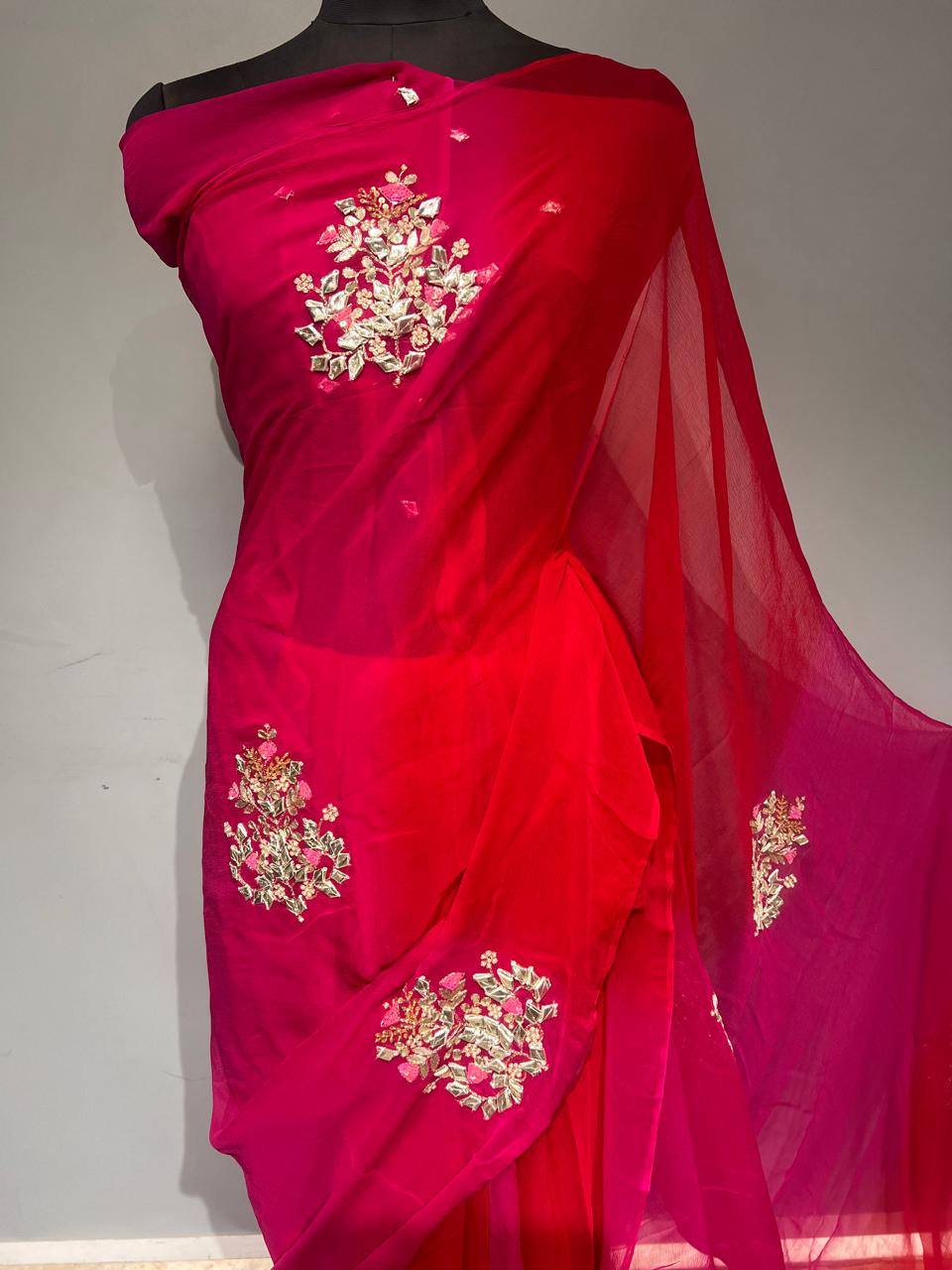Pure Jaipuri Chiffon Saree