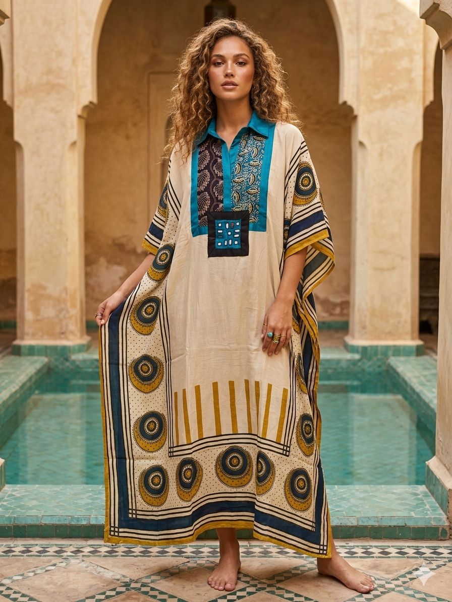 Pure Modal Silk Handblock Printed Kaftans Stitched suit