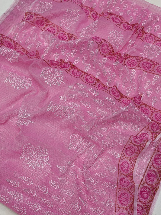 Beautiful Kota cotton hand  block printed saree