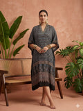Pure Modal Silk Hand block Printed Kaftans Stitched suit With Hand Mirror Work