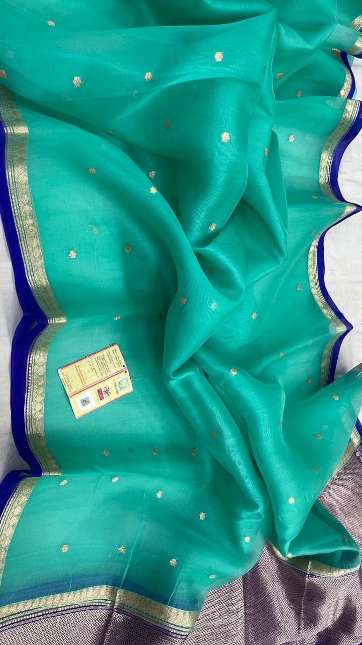Pure Handloom banarasi  kora Silk Saree With Blouse