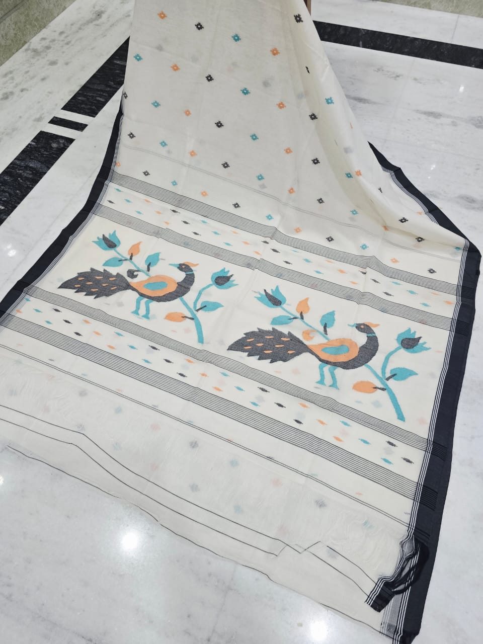 Pure Cotton needle work jamdani Saree