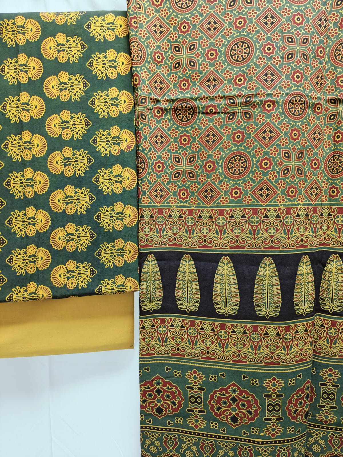 Applique Patchwork Cotton Ajrakh Dupatta with Mirror Work