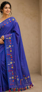 Beautiful Hand Stitch Pure Mul Cotton Saree Without blouse