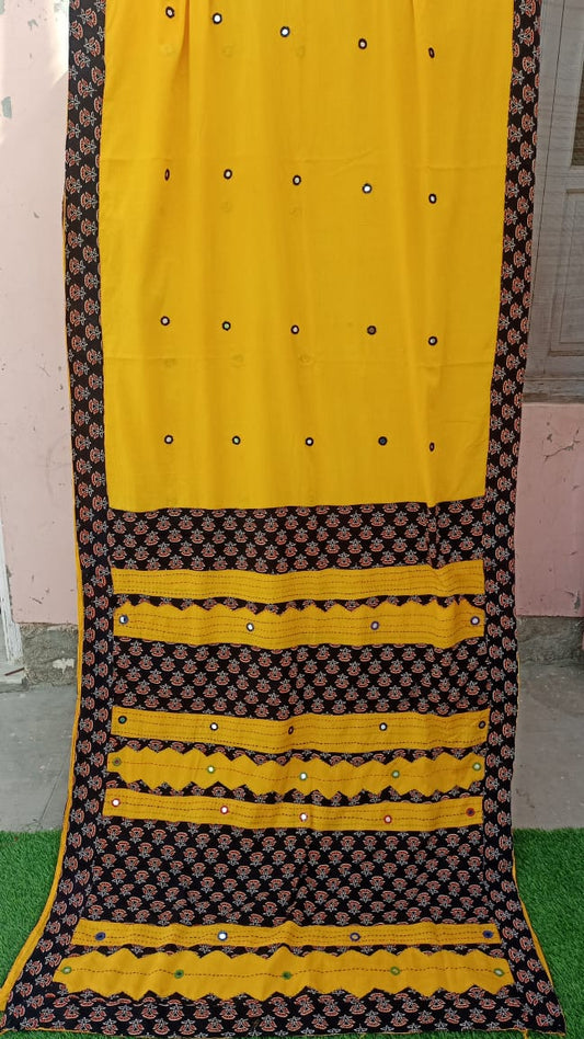 Pure Mul Cotton Saree With Ajrakh Mirror Work