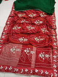 Pure georgette Bandhej gota patti saree