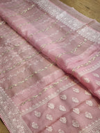 Pure organza silk embroidery  work  saree with blouse