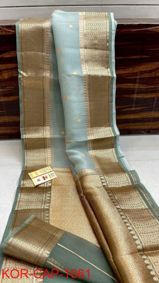 Banarasi Semi Kora Organza Dyeable Silk Saree