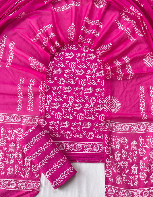 Exclusive new hand block printed cotton suits with cotton duptta