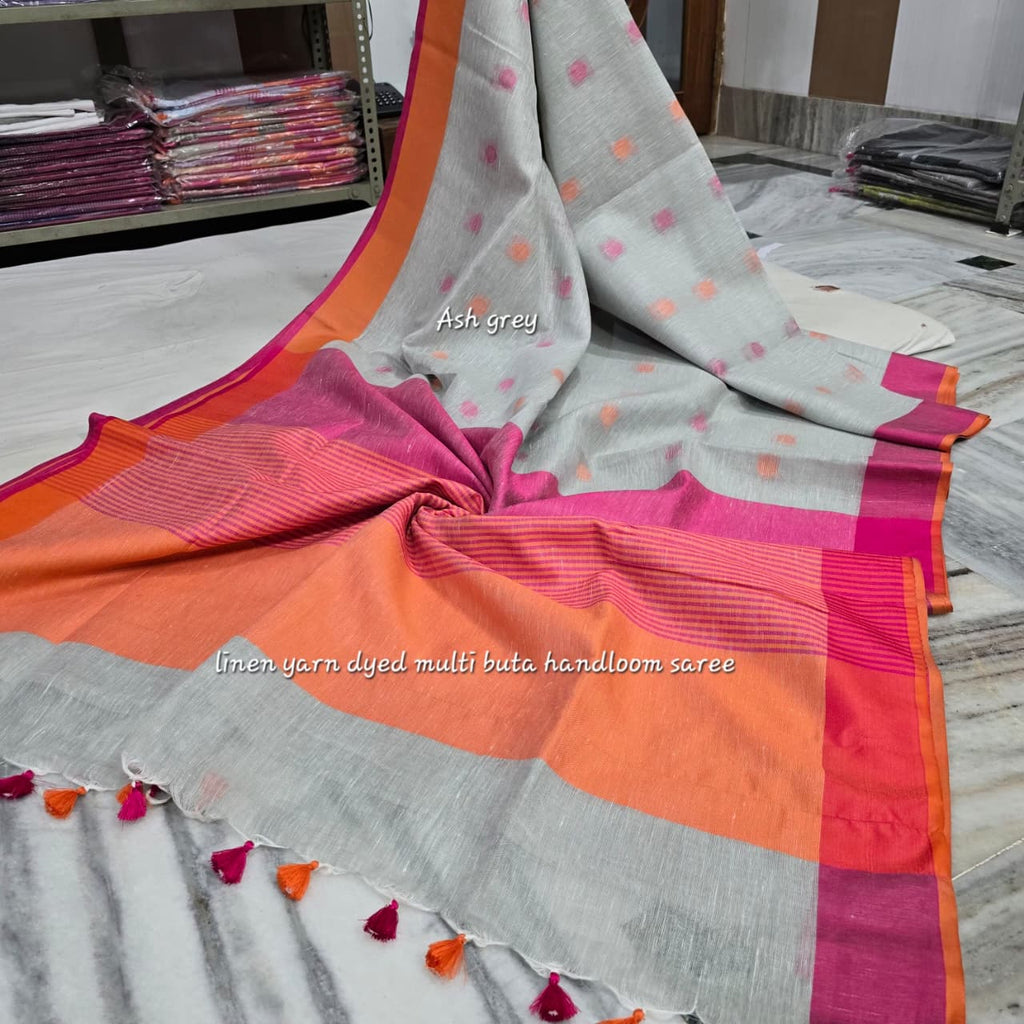 Pure Linen By Linen  Saree With  Blouse