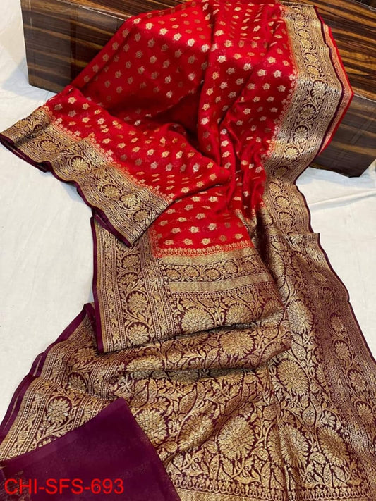 Banarasi  Georgette   Soft  Silk Saree With Zari Work