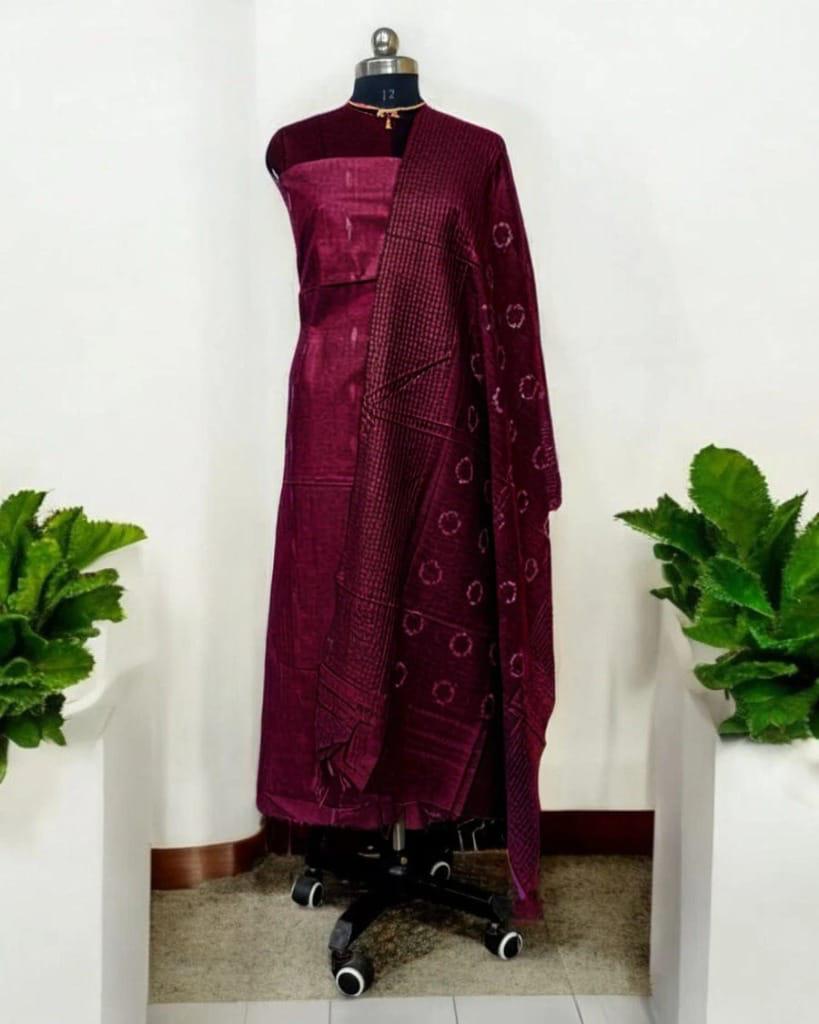 Bhagalpuri Katan Silk 3PC Unstitched Suit
