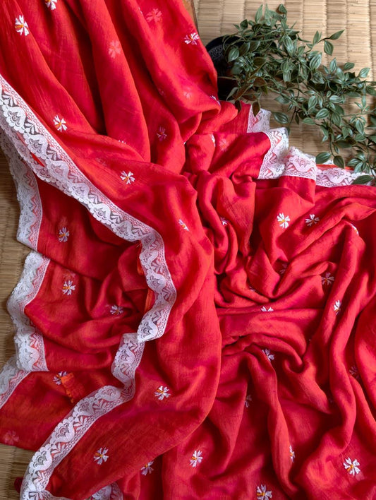 Beautiful Cotton Mulmul  Saree