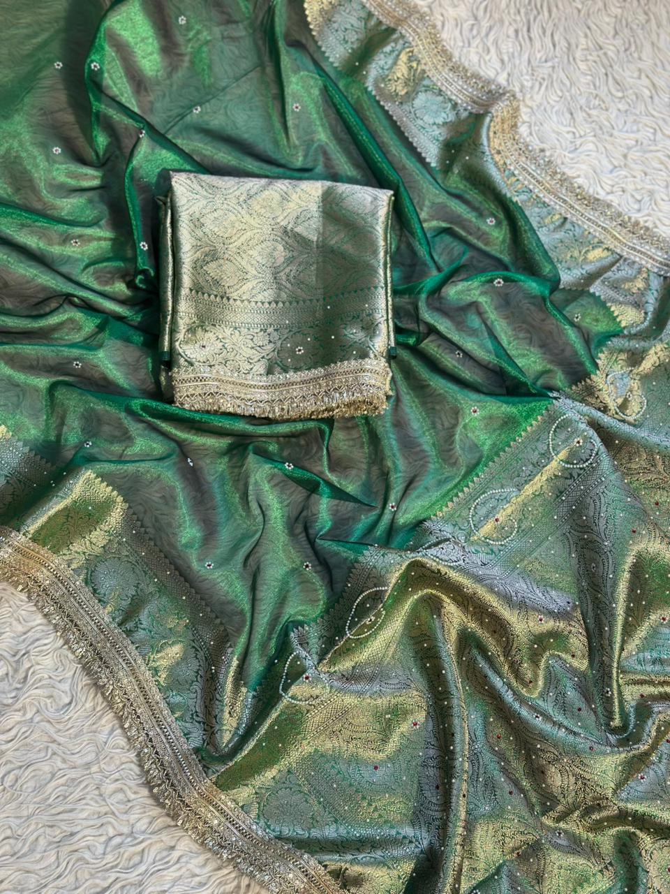 Banarasi Tissue Silk Saree With lace work border