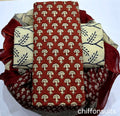 Pure cotton hand-block print suit with Chiffon dupatta