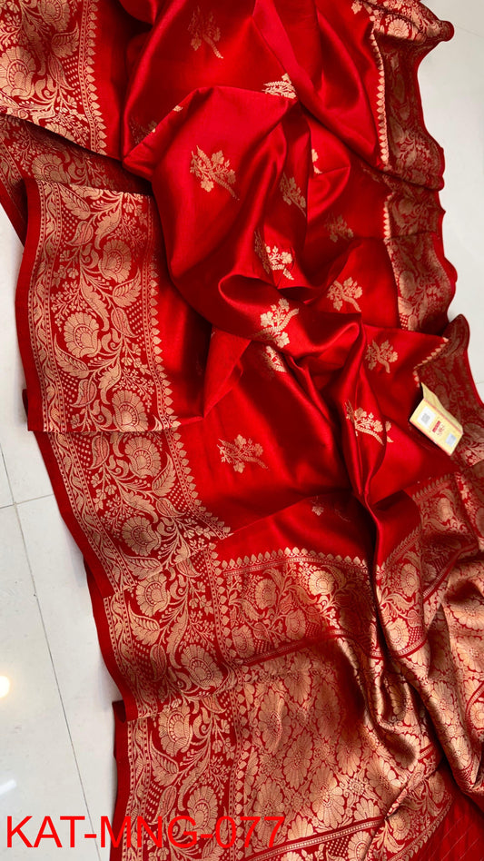 Pure Banarasi  Mango silk Saree With Contrast blouse