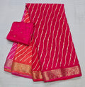 Pure Chinon Leheriya Printed Saree with Sequins work