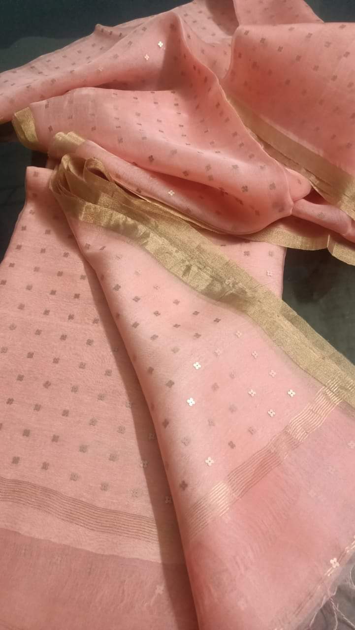 Bengal Handloom Pure Muslin Silk Saree With ( Silk Mark Certified)