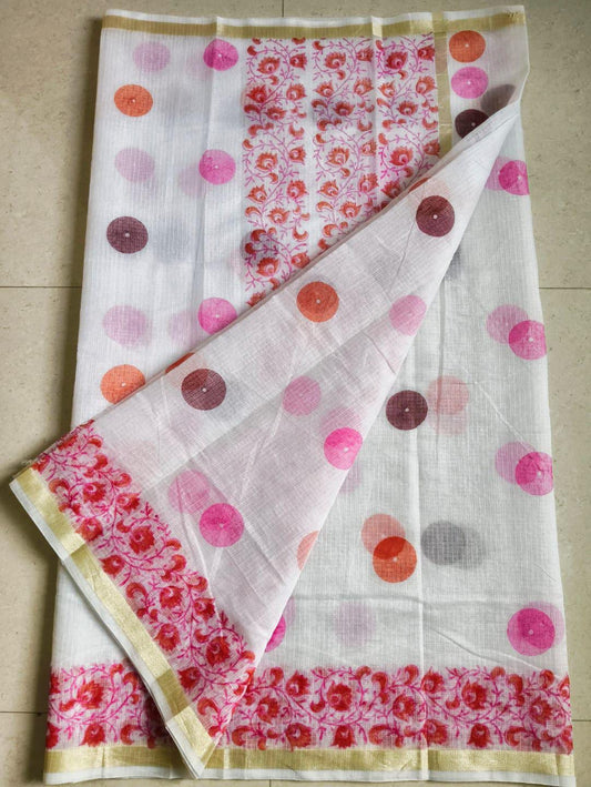 Beautiful kota cotton hand brush print work saree