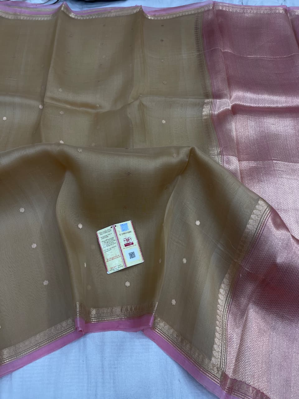 Pure Handloom banarasi  kora Silk Saree With Blouse