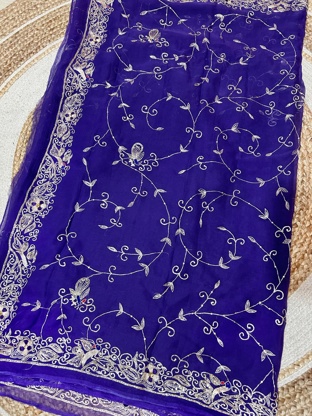 Pure Jaipuri Chiffon Jaal Work Saree With Beautiful Rajputi look and Blouse