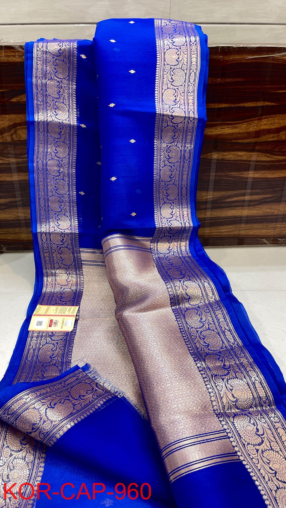 Pure Handloom banarasi  kora Silk Saree With Blouse
