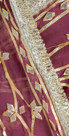 Pure Diamond Chiffon Gota Patti  Work Saree With Blouse