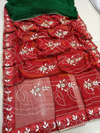 Pure georgette Bandhej gota patti saree