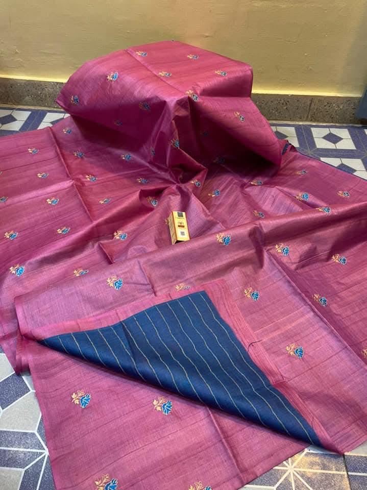 Katan Silk Embroidery With Blouse