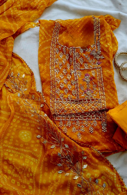 Designer Georgette Suit Set with Gota Patti Work