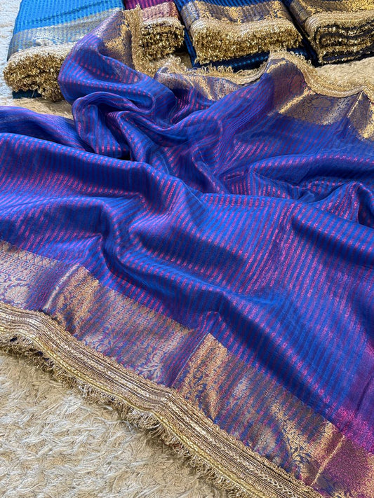 Banarasi Premium Tissue Silk Saree with Gotapatti + Uljhi lace work Border