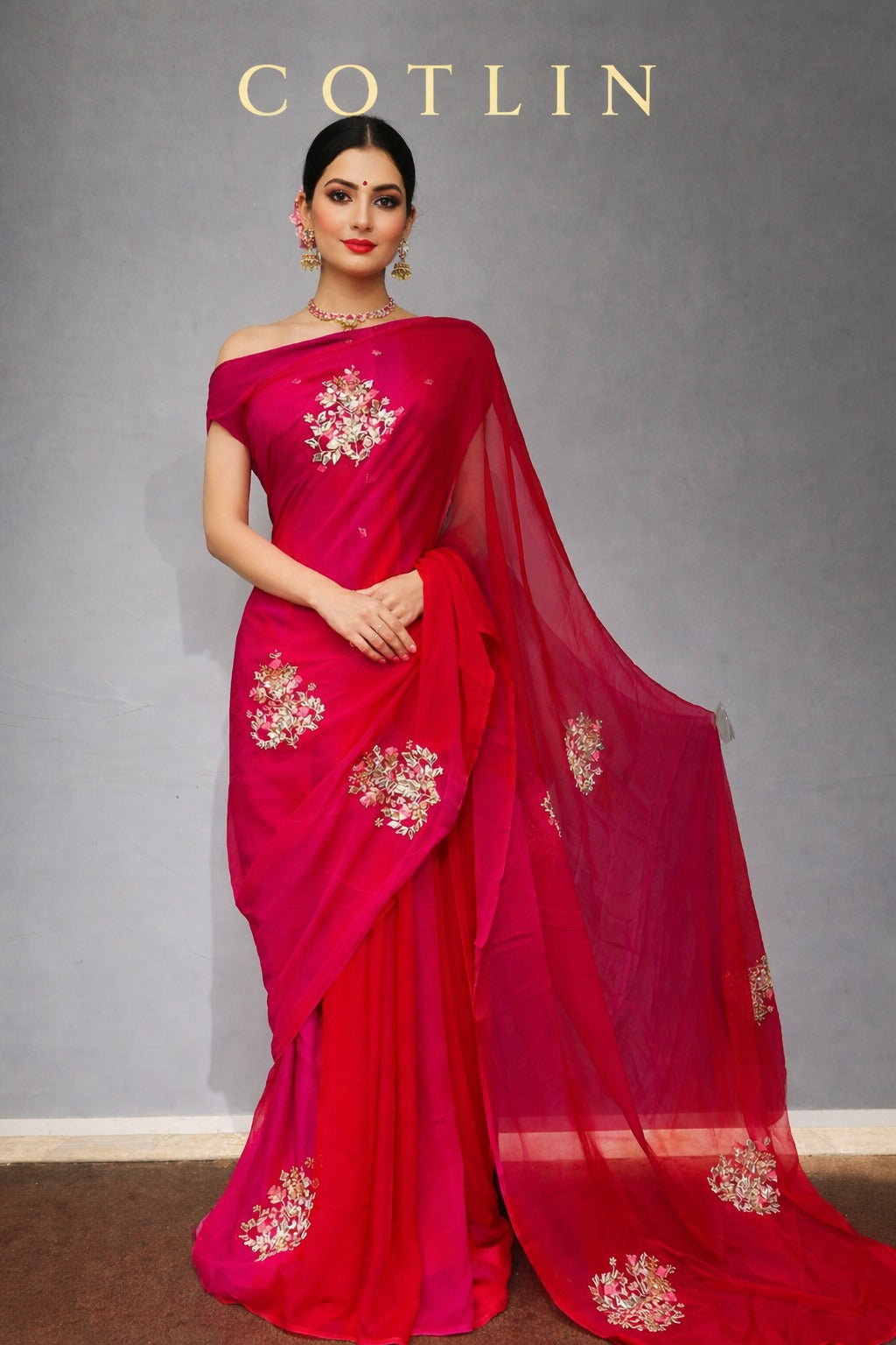 Pure Jaipuri Chiffon Saree