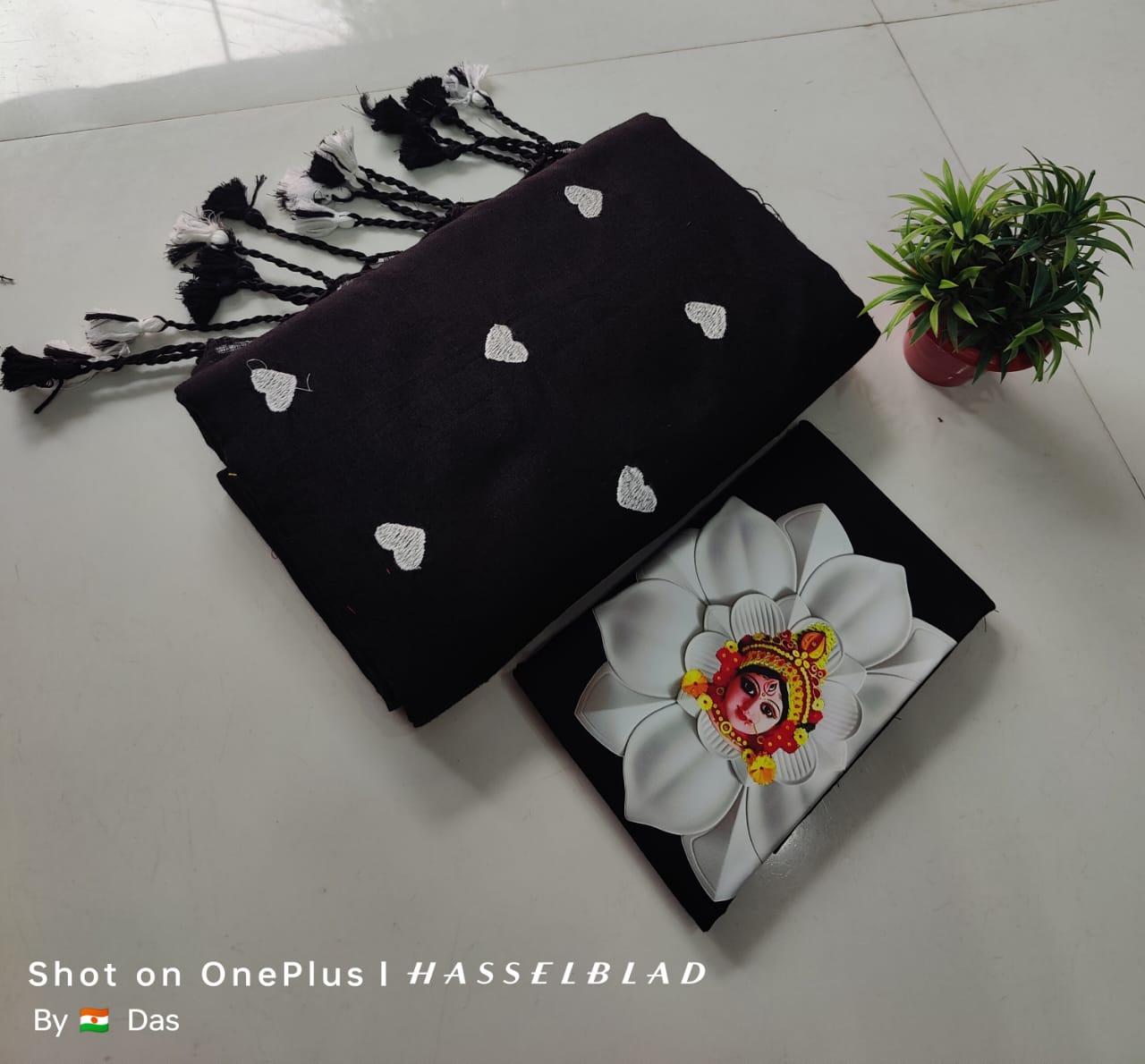 Beautiful Love Embroidery  Khaddi Cotton Saree