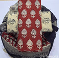 Pure cotton hand-block print suit with Chiffon dupatta