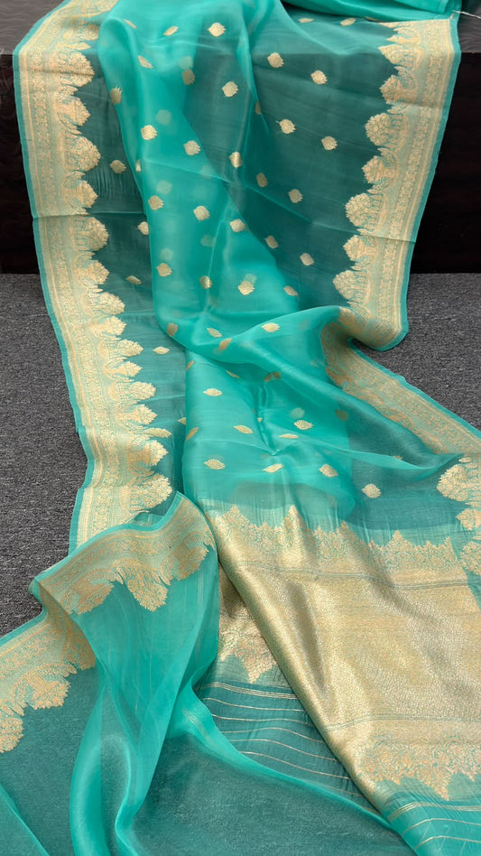 Pure Handloom banarasi  kora Silk Saree With Blouse