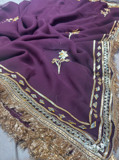 Beautiful Georgette Gota  Patti  Work Saree