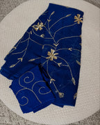Pure Jaipuri Chiffon Jaal Work Saree With Blouse