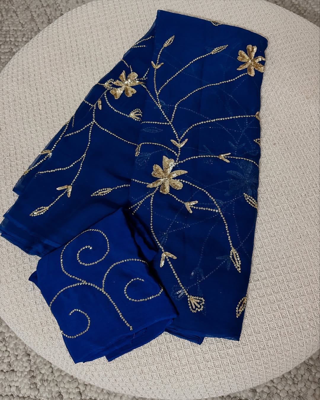 Pure Jaipuri Chiffon Jaal Work Saree With Blouse