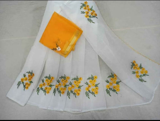 Kota cotton embroidery work Saree