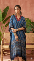 Pure Modal Silk Handblock Printed Kaftans Stitched suit With Hand Mirror Work
