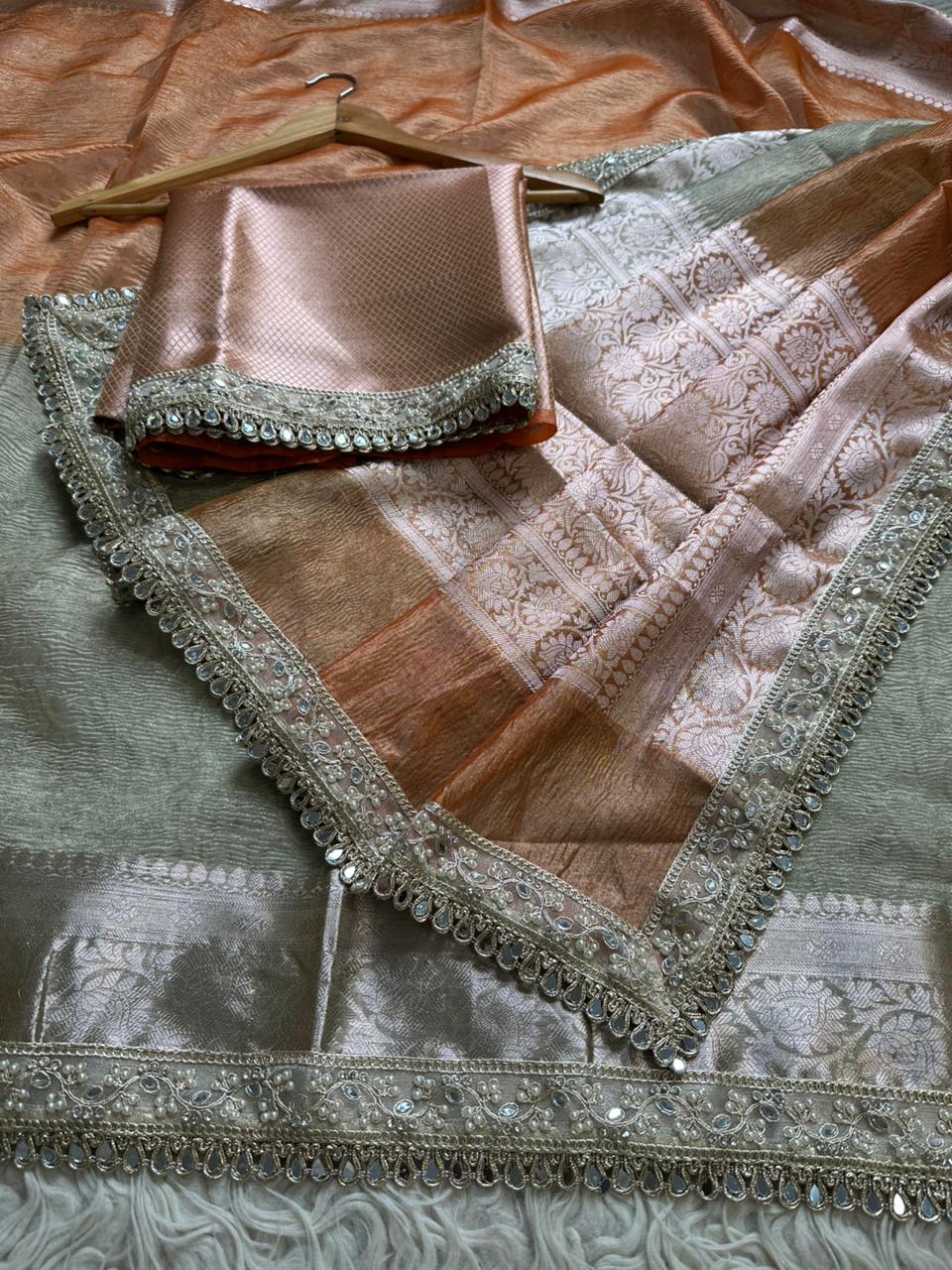 Banarasi Tissue Silk Saree With lace work border