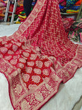 Pure khaddi Georgette Dupatta With Bandhani Zari