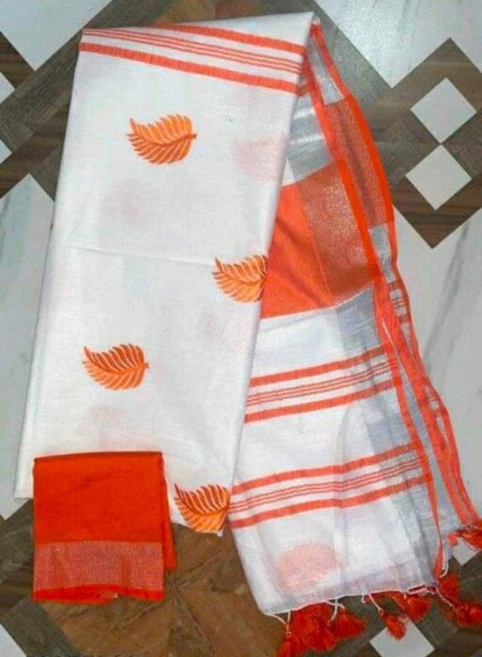 Kota slub embroidery Work saree With Blouse