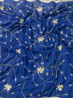 Pure Jaipuri Chiffon Jaal Work Saree With Blouse