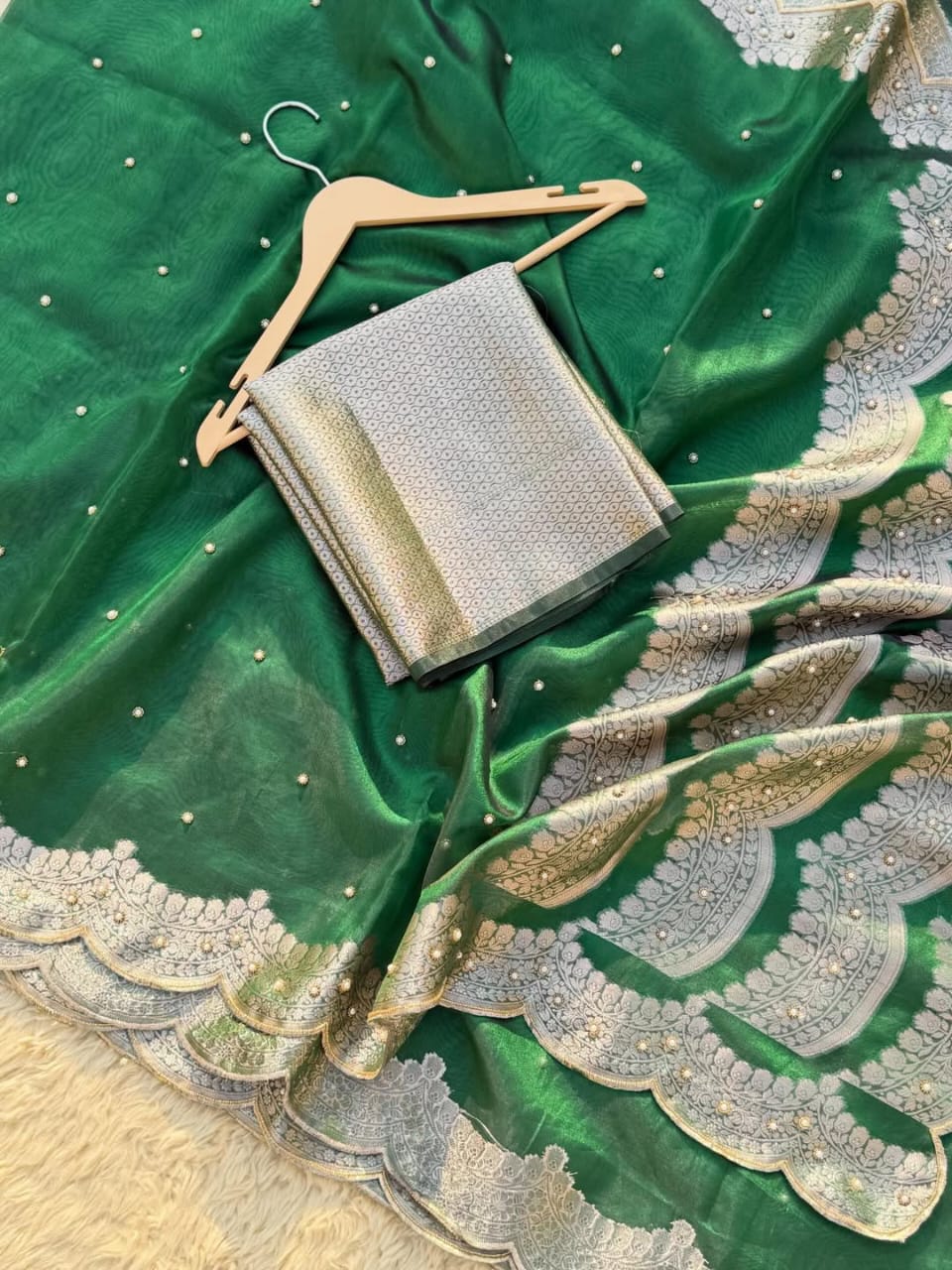 Banarasi Tissue Silk Saree With lace work border