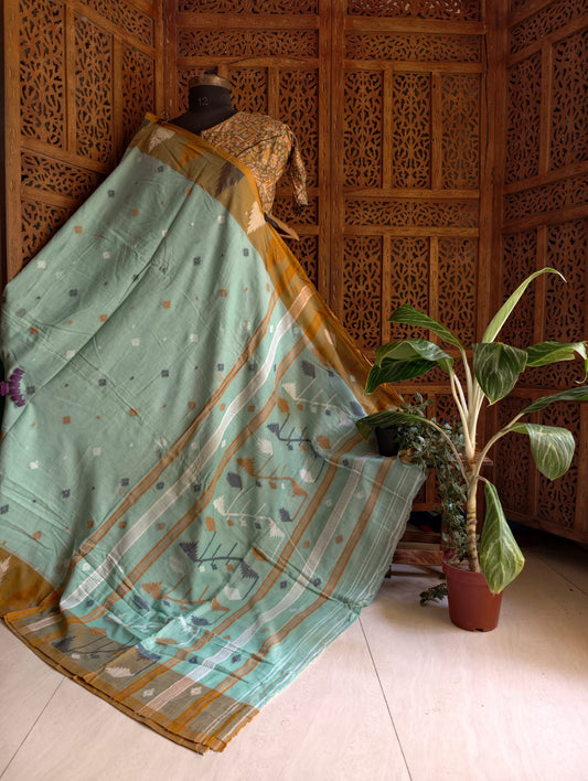Pure Cotton needle work jamdani Saree