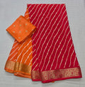 Pure Chinon Leheriya Printed Saree with Sequins work