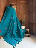 Fully handwork handstitch flower on pure handwoven mulmul