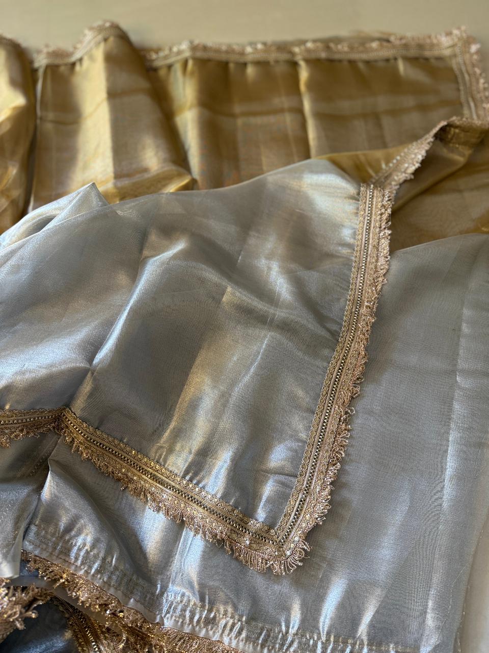 Banarasi Tissue Silk Saree With lace work border